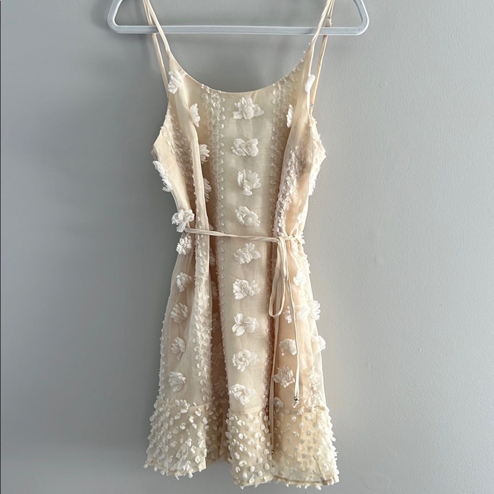 Elegant Beige Floral Dress